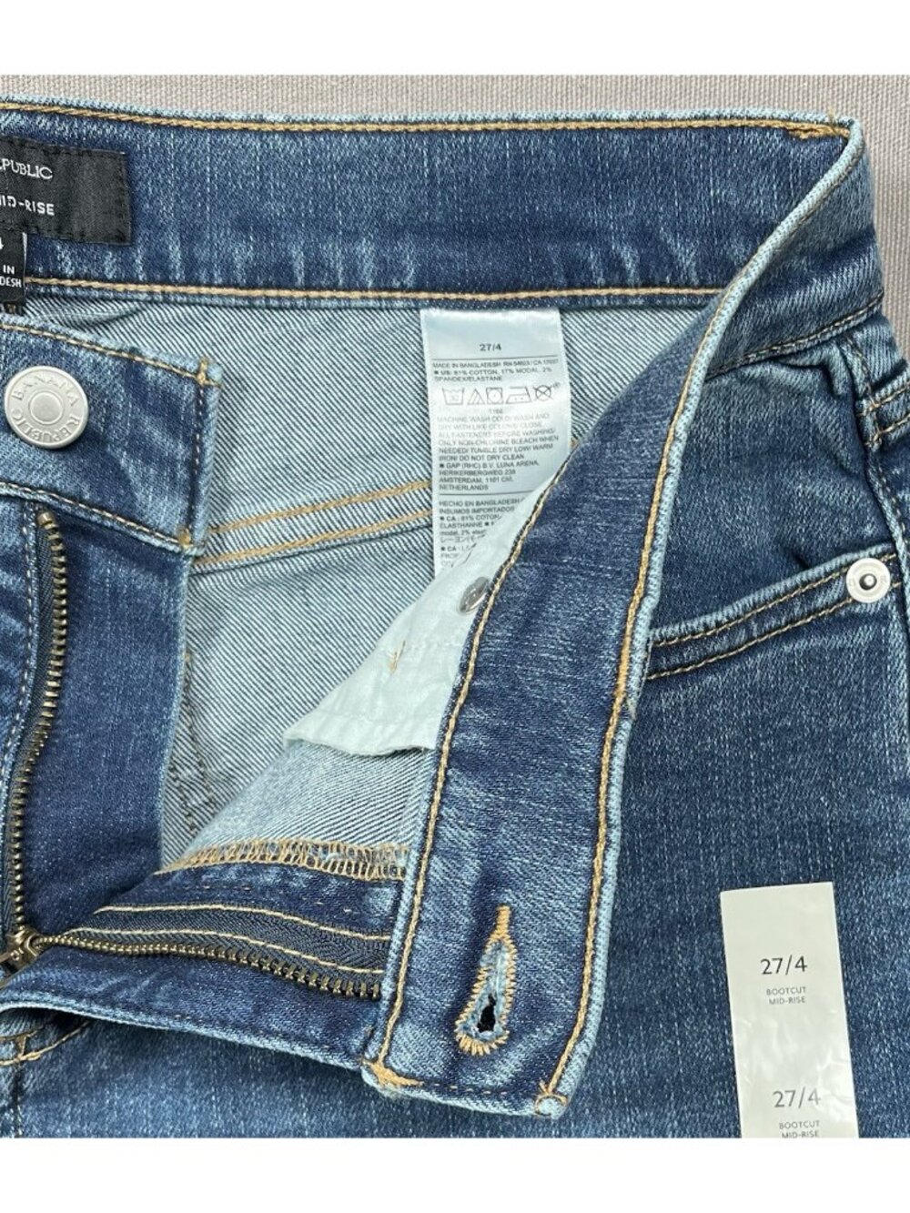 NWT Banana Republic Mid Rise Bootcut Medium Wash Jeans - Women Size 27/4 - Picture 5 of 12